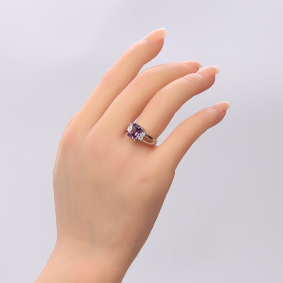 Amethyst with silver and CZ on side. - Picture 6 of 8